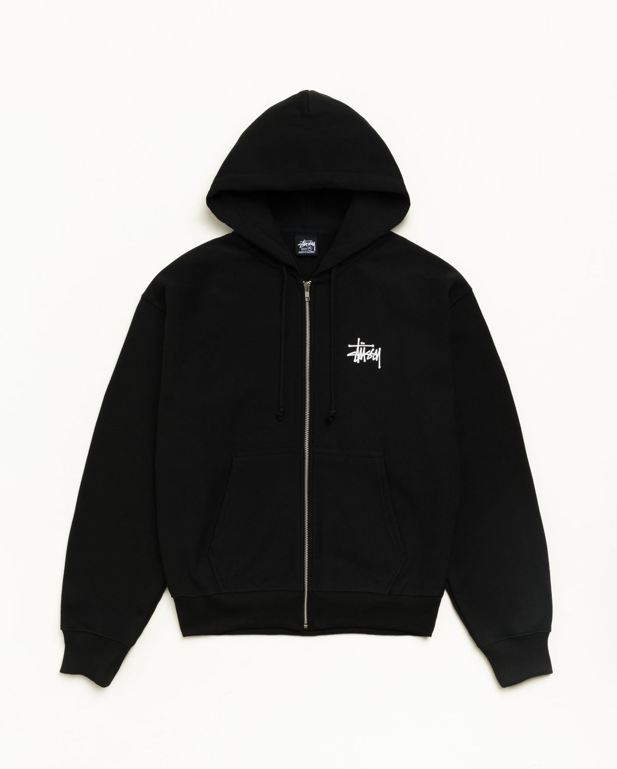 BASIC STÜSSY ZIP HOODIE - Black