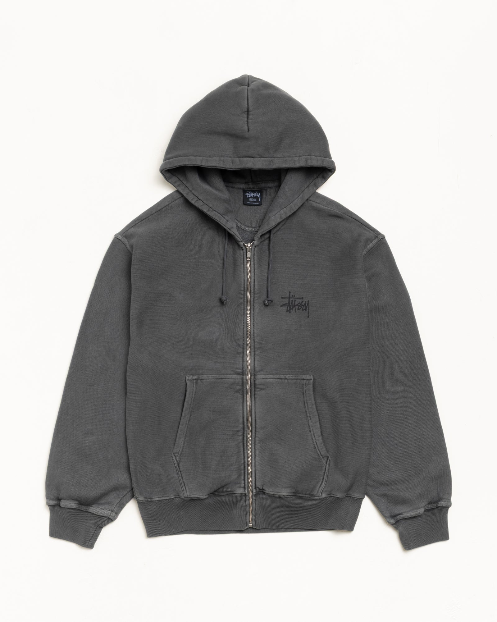 BASIC STÜSSY ZIP HOODIE - Black/Black