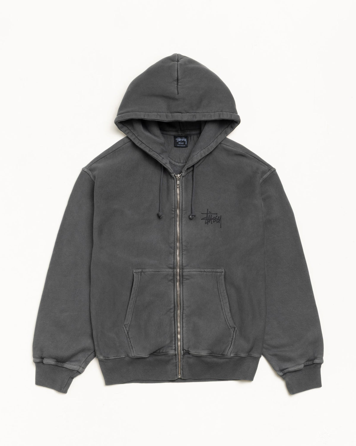 BASIC STÜSSY ZIP HOODIE - Black/Black
