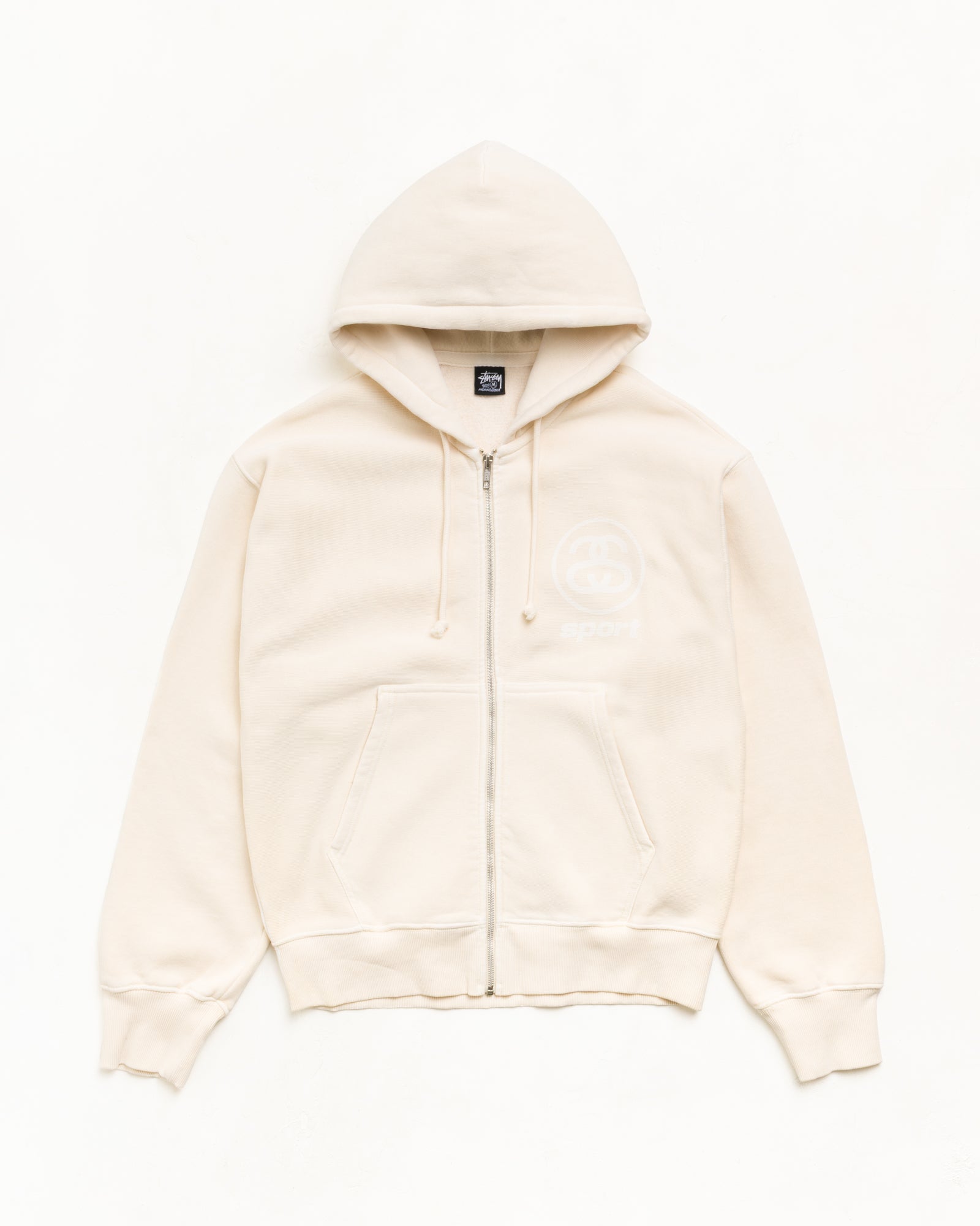 LINK SPORT ZIP HOODIE GARMENT DYED - Bone