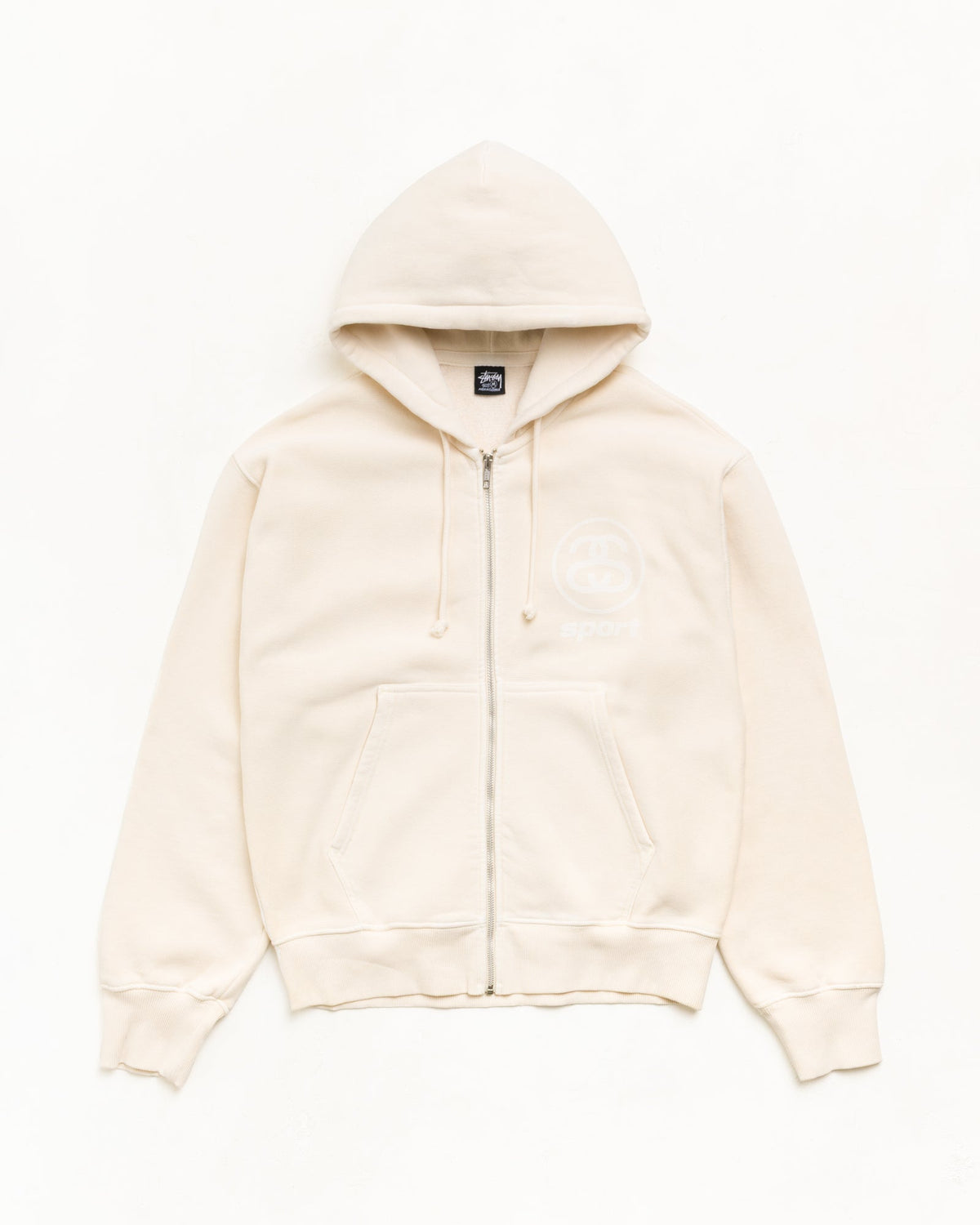 LINK SPORT ZIP HOODIE GARMENT DYED - Bone