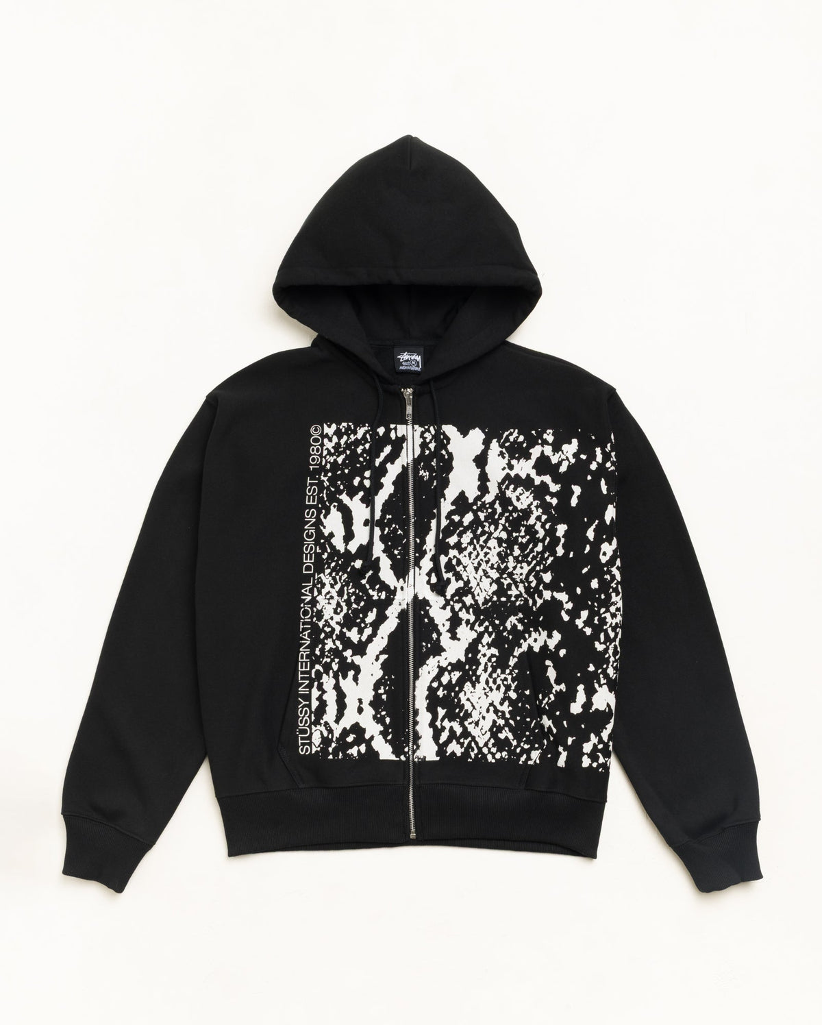 SNAKESKIN ZIP HOODIE - Black