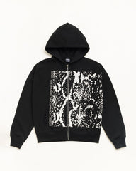 SNAKESKIN ZIP HOODIE - Black