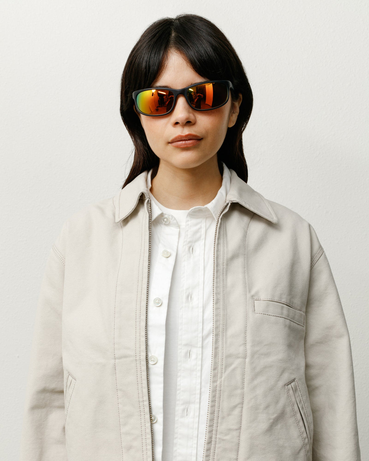 JULIAN SUNGLASSES - Frost Black/Orange Mirror Lens