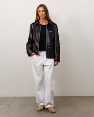JUNYA LEATHER JACKET - BLACK